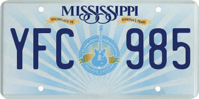 MS license plate YFC985