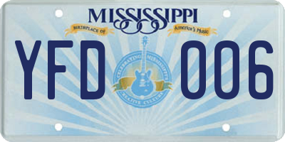 MS license plate YFD006