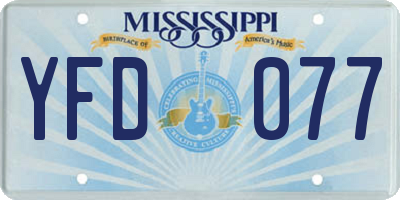 MS license plate YFD077