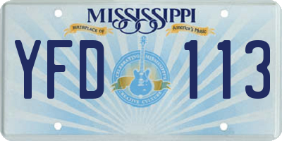 MS license plate YFD113
