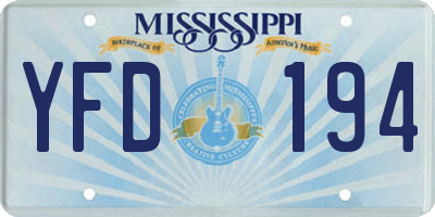 MS license plate YFD194