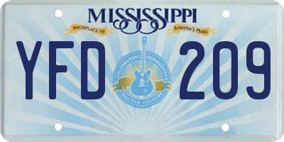 MS license plate YFD209