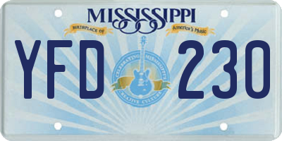 MS license plate YFD230