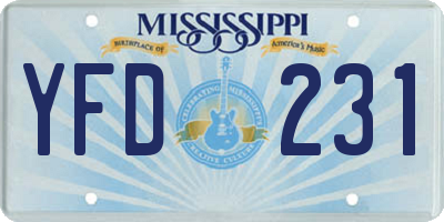 MS license plate YFD231