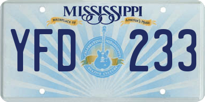 MS license plate YFD233