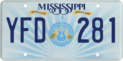 MS license plate YFD281