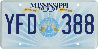 MS license plate YFD388