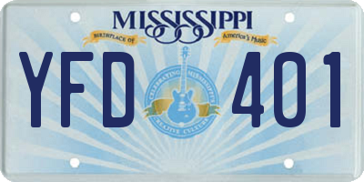 MS license plate YFD401