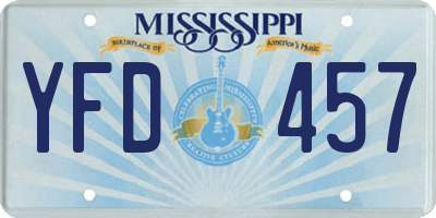 MS license plate YFD457