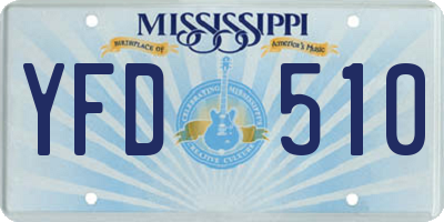 MS license plate YFD510