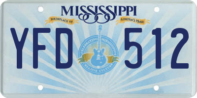 MS license plate YFD512