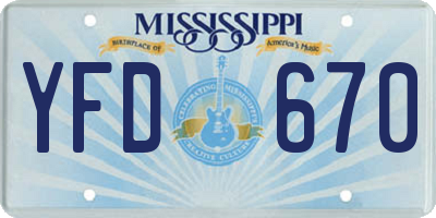 MS license plate YFD670