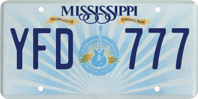 MS license plate YFD777