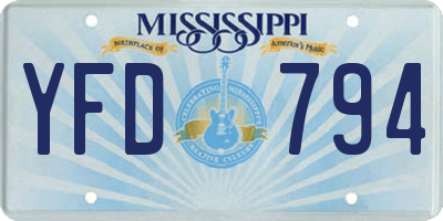 MS license plate YFD794