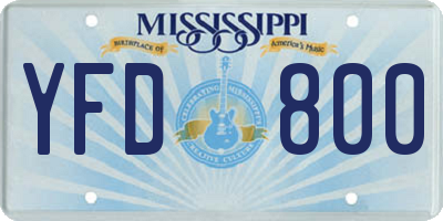 MS license plate YFD800
