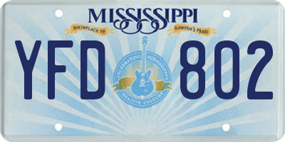 MS license plate YFD802