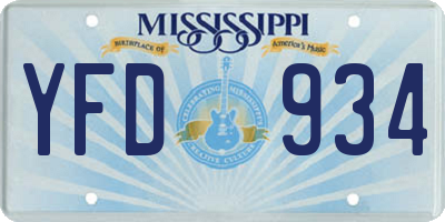 MS license plate YFD934