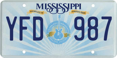 MS license plate YFD987