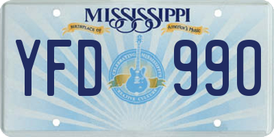 MS license plate YFD990