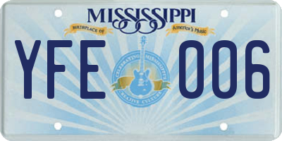 MS license plate YFE006