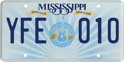 MS license plate YFE010