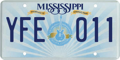 MS license plate YFE011
