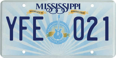 MS license plate YFE021
