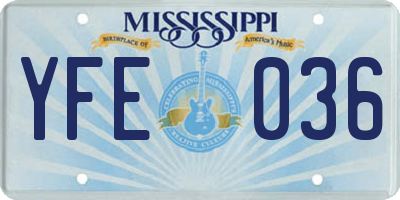 MS license plate YFE036