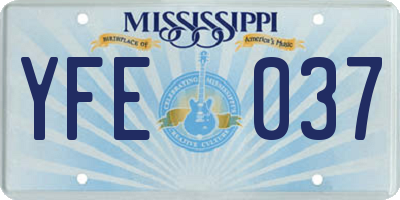 MS license plate YFE037