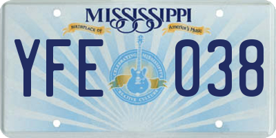 MS license plate YFE038