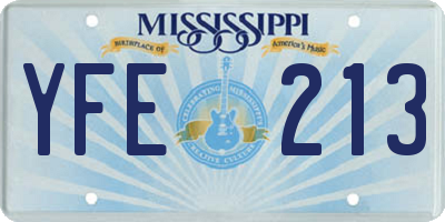 MS license plate YFE213