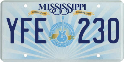 MS license plate YFE230