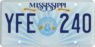 MS license plate YFE240