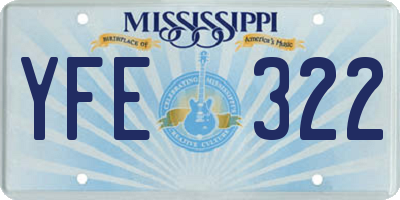 MS license plate YFE322