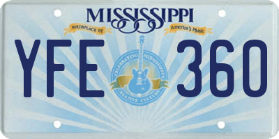 MS license plate YFE360