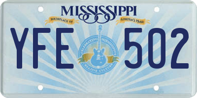 MS license plate YFE502