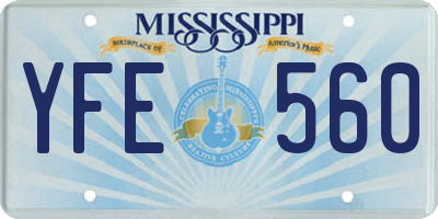 MS license plate YFE560