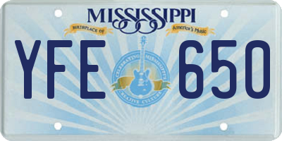 MS license plate YFE650