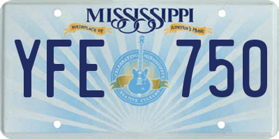 MS license plate YFE750