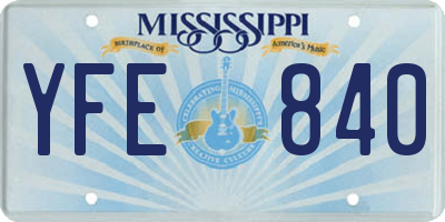 MS license plate YFE840