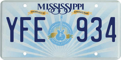 MS license plate YFE934