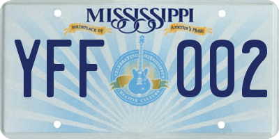 MS license plate YFF002