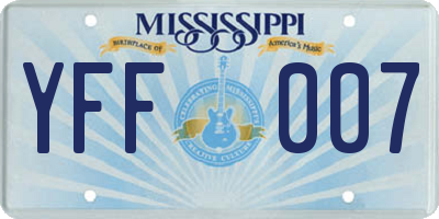 MS license plate YFF007