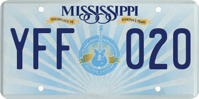 MS license plate YFF020