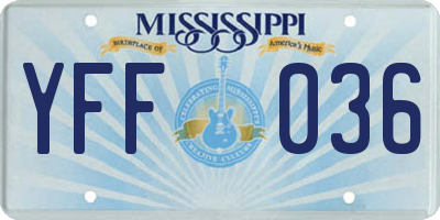 MS license plate YFF036