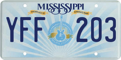 MS license plate YFF203