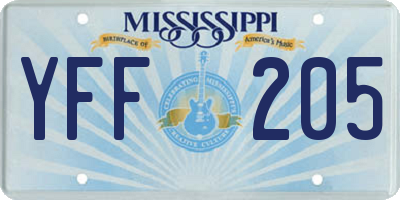 MS license plate YFF205
