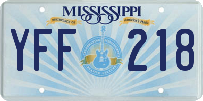 MS license plate YFF218