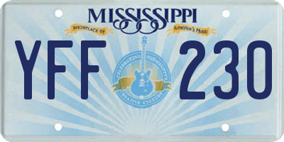 MS license plate YFF230