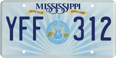 MS license plate YFF312